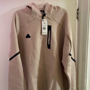 Adidas Gameday Full Zip Hoodie Tan/Black 2XL NWT